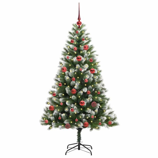 vidaXL Artificial Hinged Christmas Tree with Flocked Snow 150 cm
