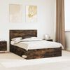 vidaXL Bed Frame Smoked Oak 140 x 200 cm Solid Pine Wood