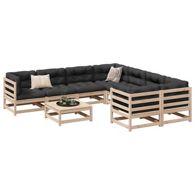 vidaXL 9 Piece Garden Sofa Set Solid Wood Pine