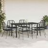 vidaXL 7 Piece Garden Dining Set Black Poly Rattan Glass