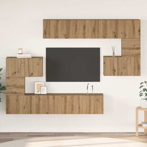 vidaXL TV Cabinet Set Wall-mounted 8 pcs Artisan Oak Engineered Wood