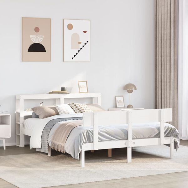 vidaXL Bed Frame without Mattress White 140x190 cm Solid Wood Pine