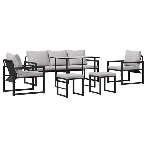 vidaXL Garden Sofa Set Black Steel