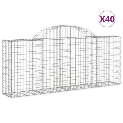vidaXL Arched Gabion Baskets 40 pcs 200x30x80/100 cm Galvanised Iron