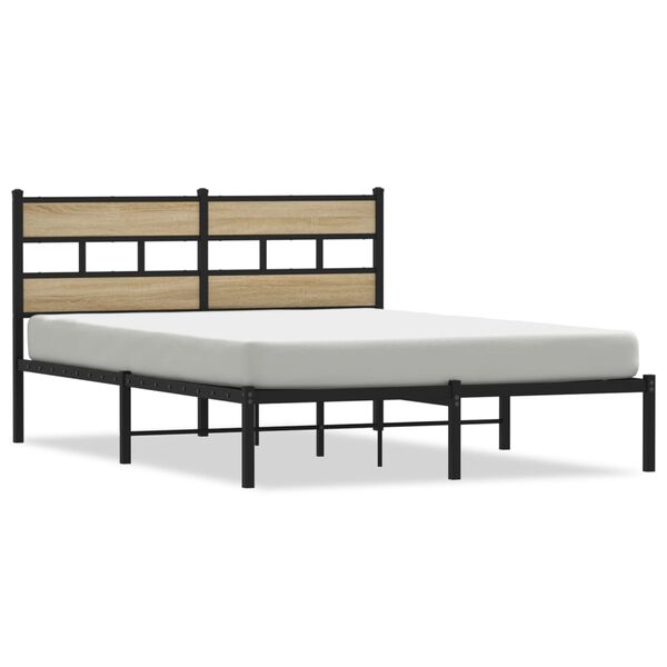 vidaXL Metal Bed Frame without Mattress Sonoma Oak 150x200 cm King Size