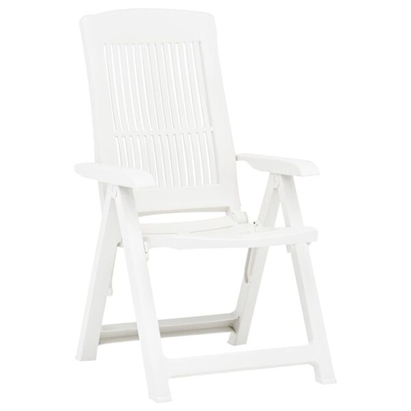 vidaXL Garden Reclining Chairs 2 pcs Plastic White