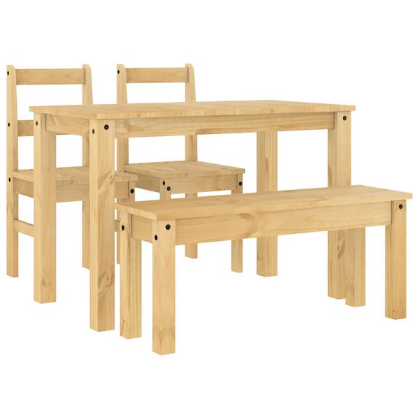 vidaXL 4 Piece Dining Set Panama Solid Wood Pine