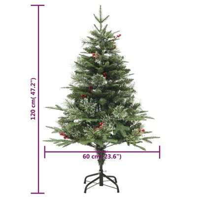 vidaXL Pre-lit Christmas Tree with Pine Cones Green 120 cm PVC&PE