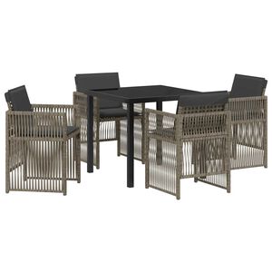 vidaXL Garden Dining Set 5 pcs Grey Powder-Coated Steel