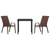 vidaXL Garden Dining Set 3 pcs Brown and Black Powder-coated Steel