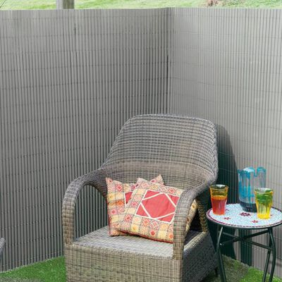 Nature Double Sided Garden Screen PVC 1.5x3m Grey