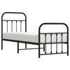 vidaXL Metal Bed Frame without Mattress with Footboard Black 75x190cm