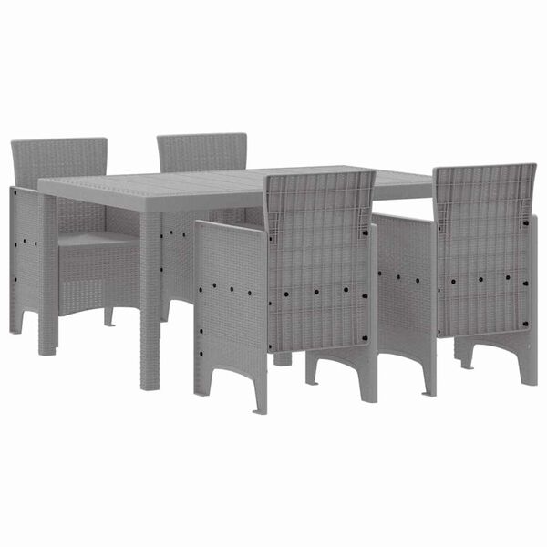 vidaXL Garden Dining Set 5 pcs Light Grey Polt rattan