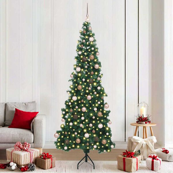 vidaXL Corner Artificial Christmas Tree Green 210 cm PVC and Metal