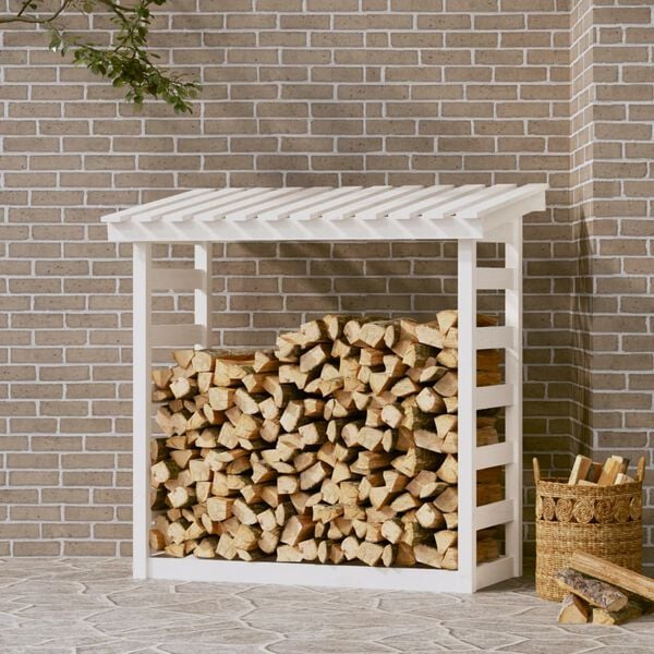 vidaXL Firewood Rack White 108x64.5x110 cm Solid Wood Pine
