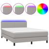 vidaXL Box Spring Bed with Mattress&LED Light Grey 140x200cm Fabric