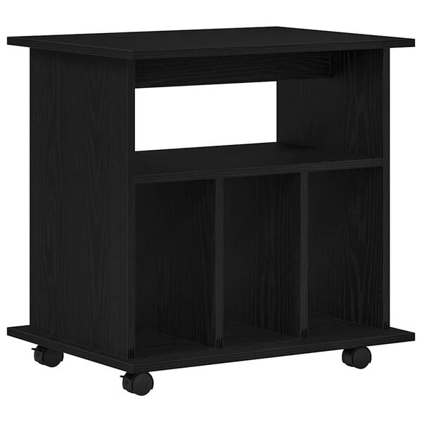 vidaXL Rolling Cabinet Black Oak 60 x 45 x 55 cm Engineered Wood