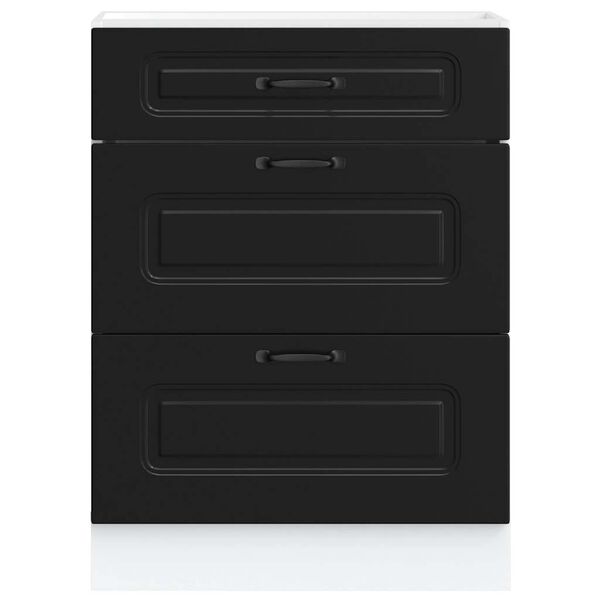 vidaXL Kitchen Base Cabinet "Kalmar" Black Engineered Wood