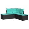 vidaXL 5 Piece Garden Sofa Set with Cushions Black Poly Rattan