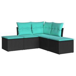 vidaXL Garden Sofa Set | Black | PE rattan | 5 Piece Set