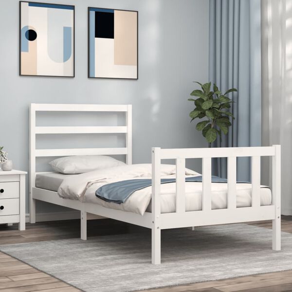 vidaXL Bed Frame without Mattress White 90x200 cm Solid Wood Pine