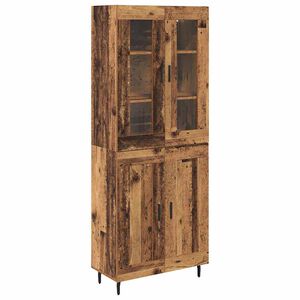 vidaXL Highboard 2 pcs Old Wood Engineered Wood and Glass