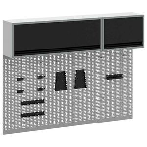 vidaXL Tool Cabinet Set with Shelf with Storage 5 pcs Black Steel