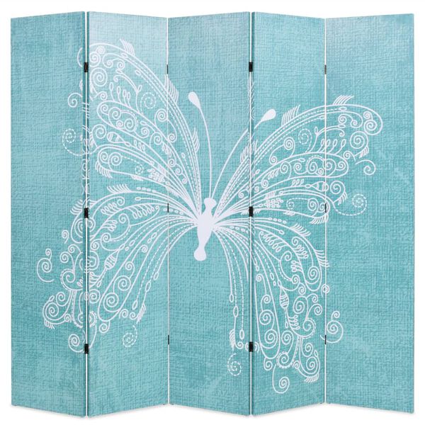 vidaXL Folding Room Divider 200x170 cm Butterfly Blue