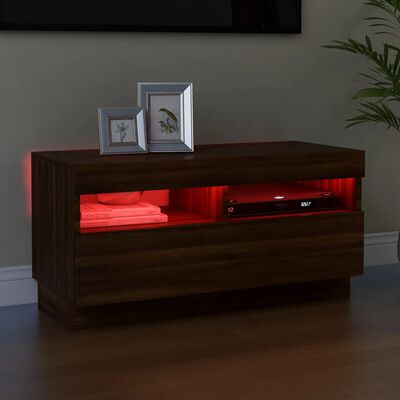 vidaXL TV Cabinet with LED Lights Brown Oak 80x35x40 cm