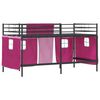 vidaXL Kids'Loft Bed Frame with Curtains Black and Pink 107 x 200 cm