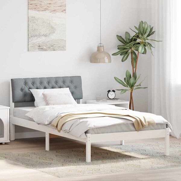 vidaXL Bed frame White and light grey 100 x 200 cm Solid pine wood