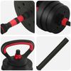 vidaXL 4-in-1 Dumbbell Barbell Kettlebell Set 20kg Black and Red