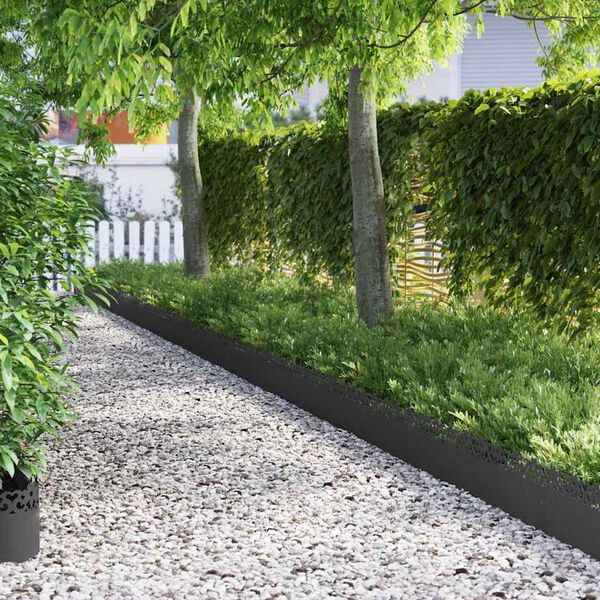vidaXL Lawn Edgings 20 pcs Black 103 x 0.05 x 22 cm Steel