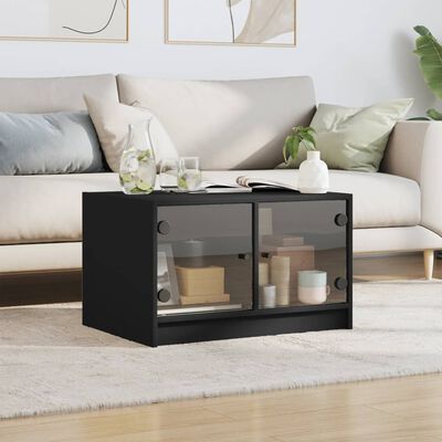 vidaXL Coffee Table with Glass Doors Black 68x50x42 cm
