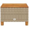 vidaXL Garden Table Beige 55x55x36 cm Poly Rattan Acacia Wood
