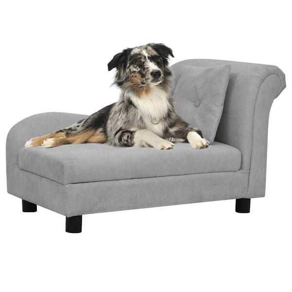 vidaXL Dog Sofa with Pillow Grey 83x44x44 cm Plush