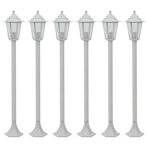 vidaXL Garden Post Lights 6 pcs E27 110 cm Aluminium White