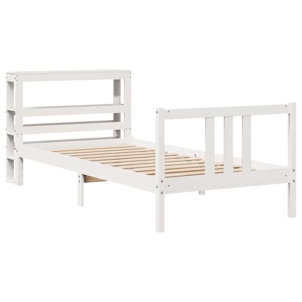 vidaXL Bed Frame with Headboard without Mattress White 90x200 cm