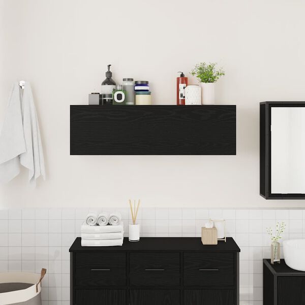 vidaXL Bathroom Wall Cabinet Black 100x25x30 cm Engineered Wood