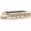 vidaXL 15 Piece Garden Dining Set with Cushions Beige Poly Rattan