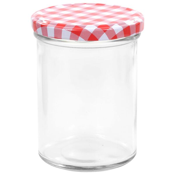 vidaXL Glass Jam Jars with White and Red Lid 48 pcs 400 ml