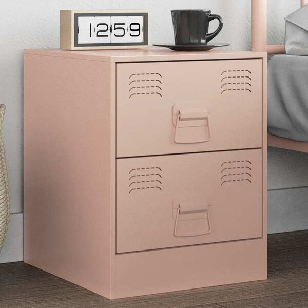 vidaXL Bedside Cabinet Pink 34.5x39x44 cm Steel