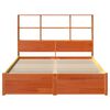 vidaXL Bookcase Bed Frame Wax Brown 150 x 200 cm Solid Pine Wood