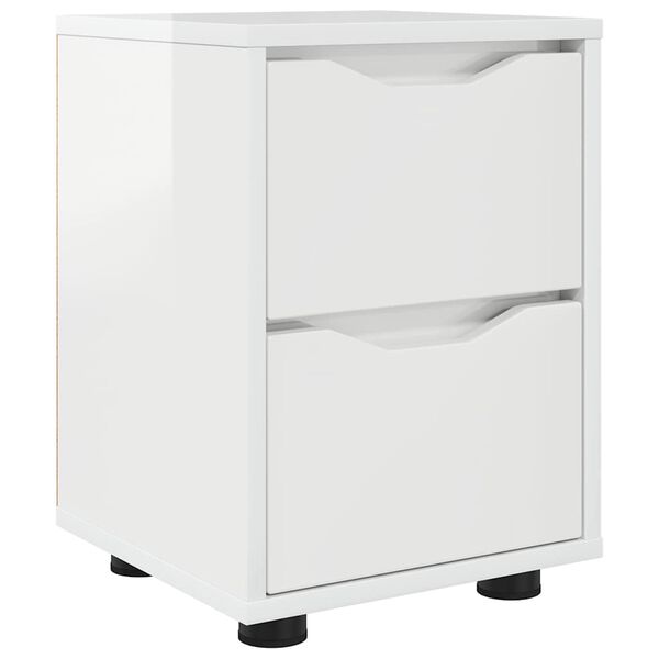 vidaXL Bedside Table with Drawer High Gloss White 30.5 x 30 x 43 cm