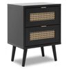 Finori Bedside Cabinet Vienna 61A Black and Rattan Print