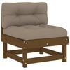 vidaXL Middle Sofa with Cushions Honey Brown Solid Wood Pine