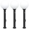vidaXL Bollard Lights with Sensor&Outlet 3 pcs 80 cm Black IP44