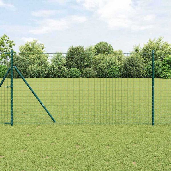 vidaXL Fence Posts 2 pcs Green Powder-coated steel