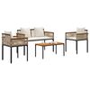vidaXL Outdoor Furniture Set 4 pcs Beige and Cream White PE Rattan