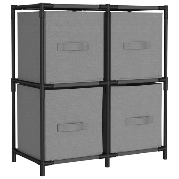 vidaXL Storage Cabinet with 4 Fabric Baskets Grey 63x30x71 cm Steel